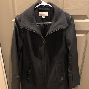 Michael Kors Overcoat w/ Leather Sleeves